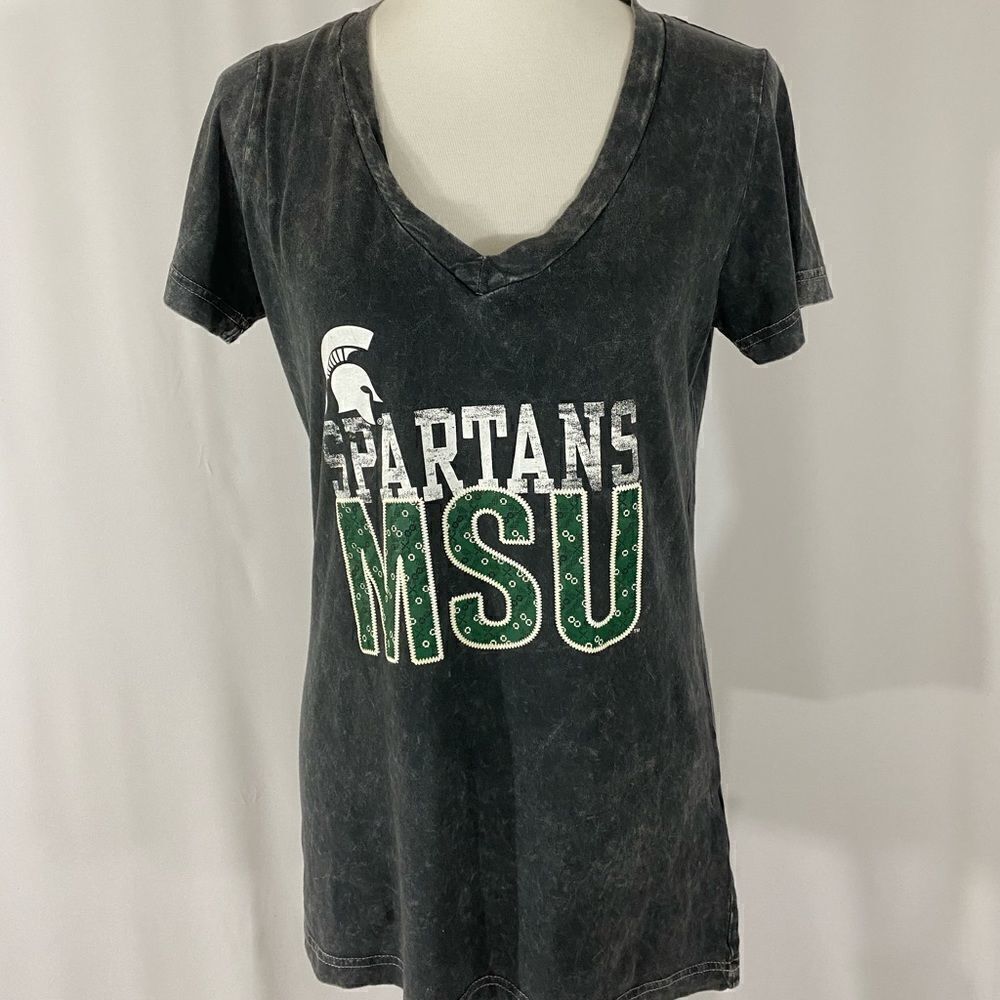 Michigan State Spartan V Neck T Shirt - Picture 2 of 6